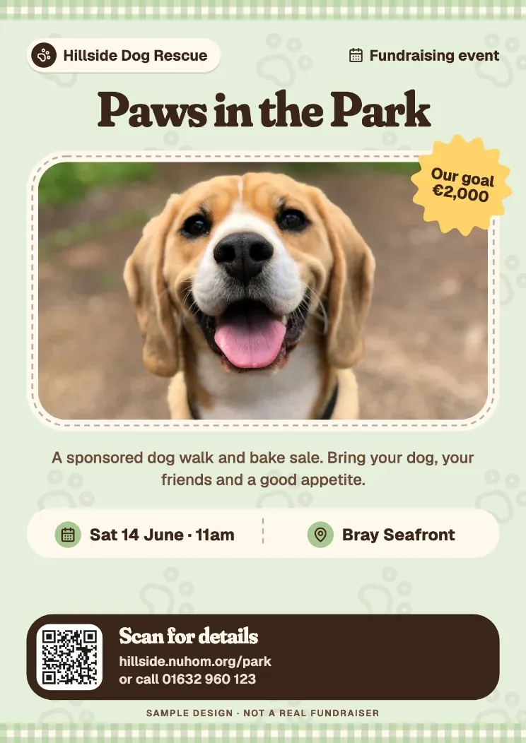 Fundraiser appeal, poster format.