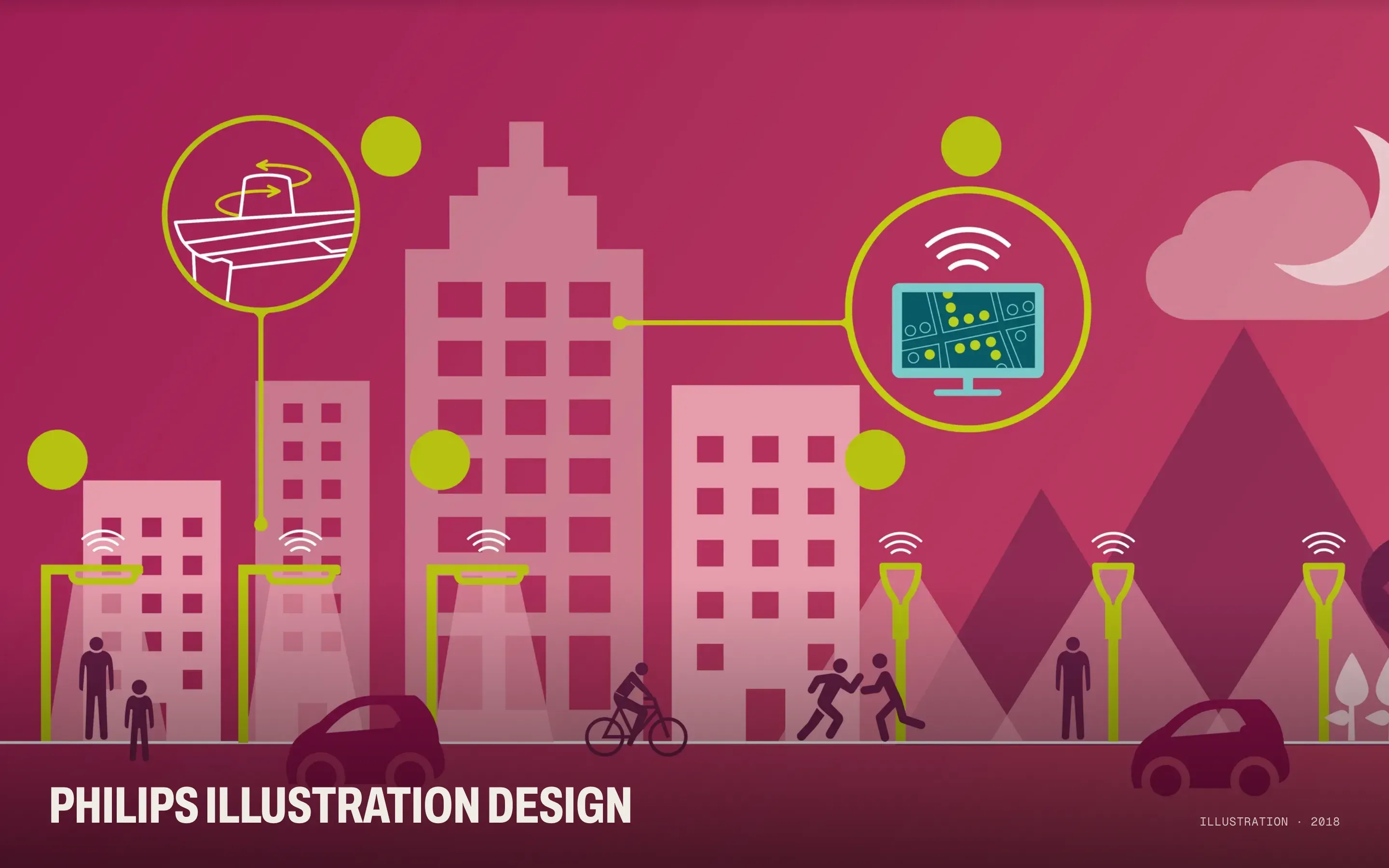 A Philips Lighting illustration expanded to fill the screen on the Anthony Brady homepage.