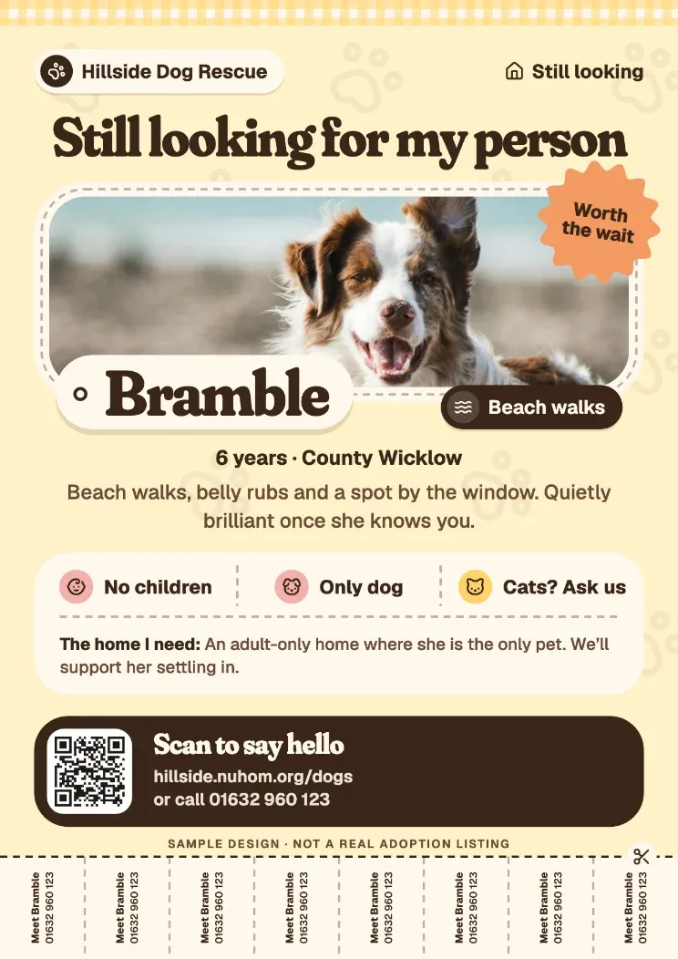 Long-stay appeal, poster format.