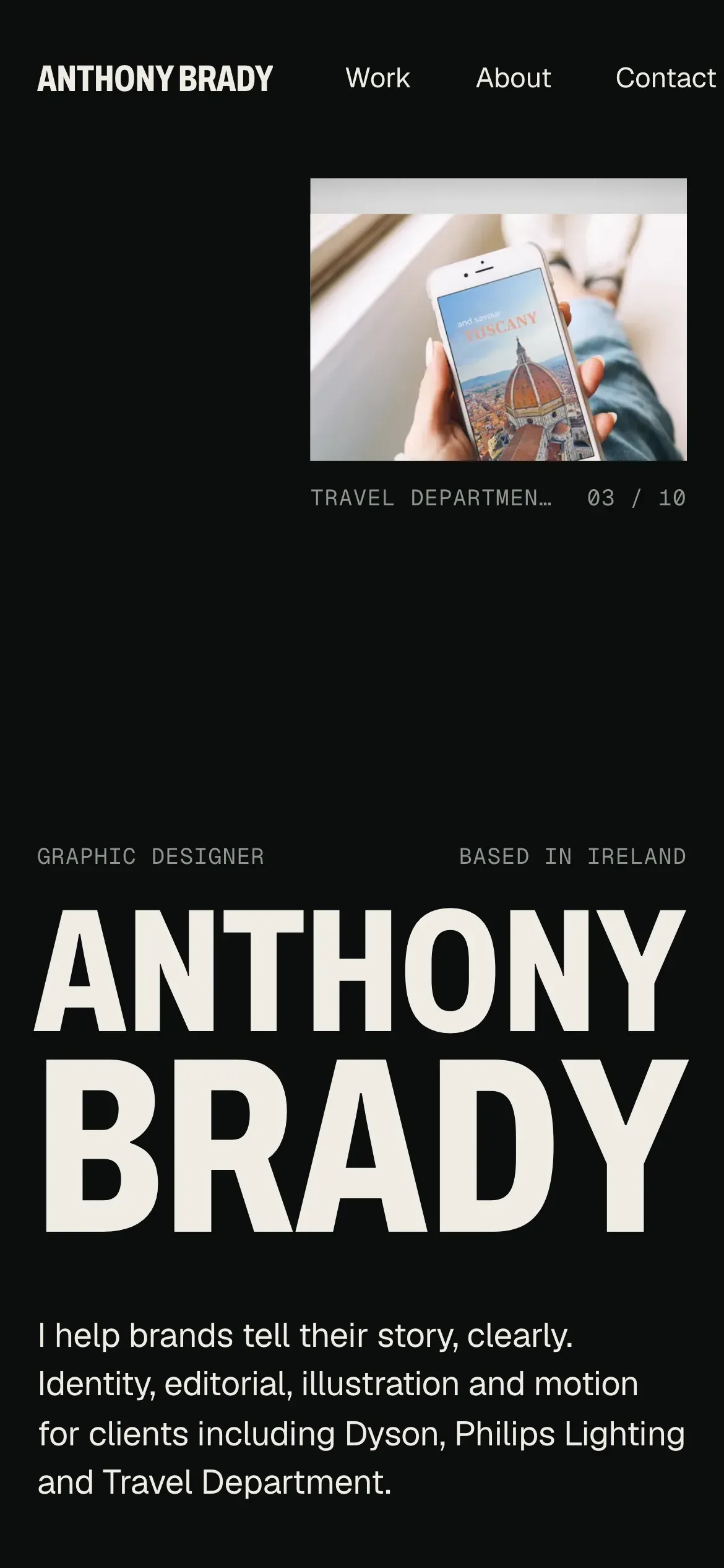 The homepage hero on a phone.