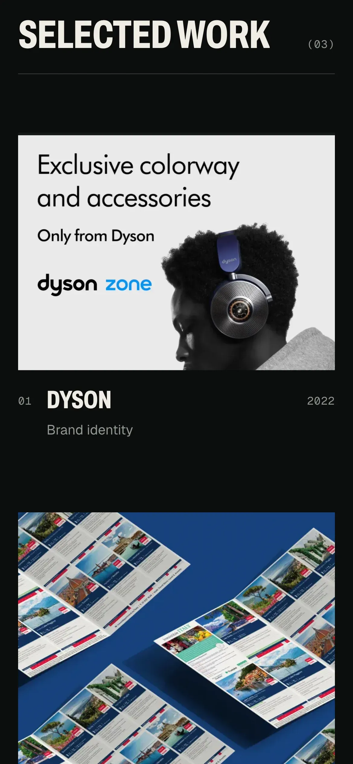 Selected work on a phone.