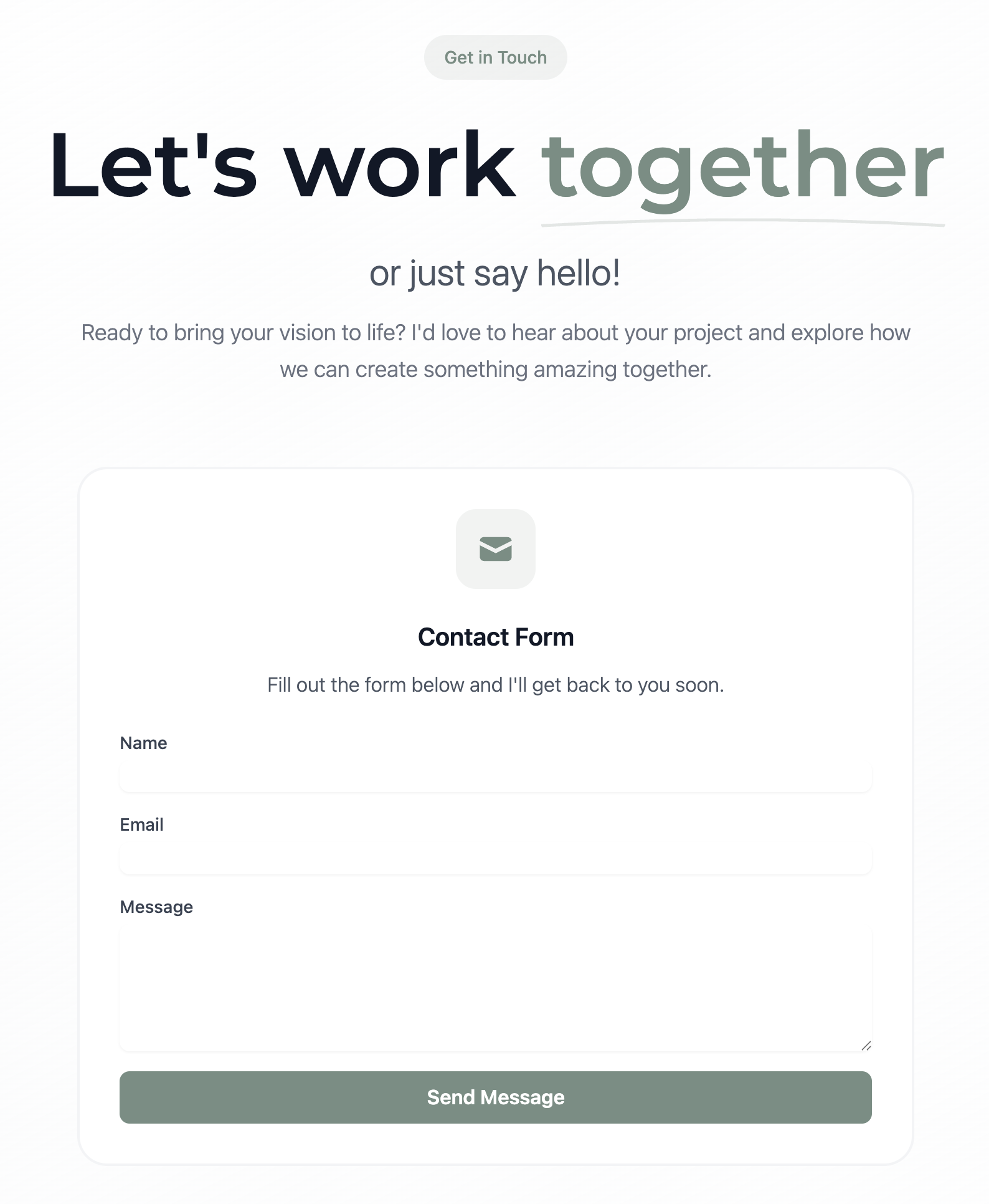 Contact page with clean form design and clear call-to-action